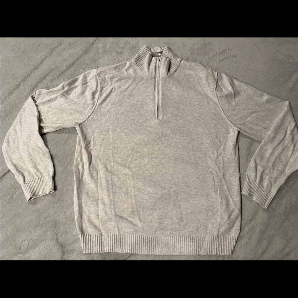 Mens White Calvin Klein Quarter Zip Sweater Size Large